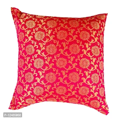 PINK PARROT Art Silk Cushion Cover (16 x 16 inch, Design 2), Set for 5-thumb2