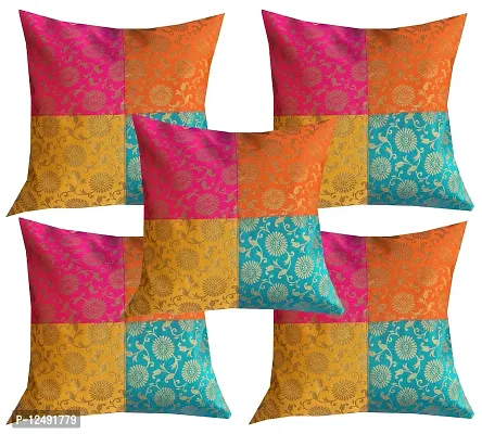 Pinkparrot Dupian Jacquard Multi Colour Throw Pillow Covers/Cushion Covers - Set of 5