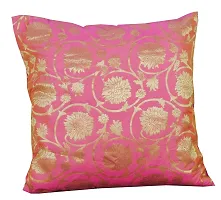 PINK PARROT Polyester Blend Self Design Jacquard Square 16x 16 Inches Cushion Cover -Multicolour-Set of 5-thumb2