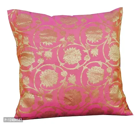 PINK PARROT Polyester Blend Self Design Jacquard Square 16x 16 Inches Cushion Cover -Multicolour-Set of 5-thumb3