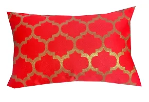 Pinkparrot Dopian Silk Multicolour Throw Pillow Covers/Cushion Covers (18x12 inches) - Set of 2 pcs-Red-thumb1