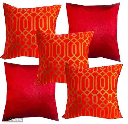 Pinkparrot Jacquard Red Colour Throw Pillow Covers/Cushion Covers -16x16 inch-Set of-co22