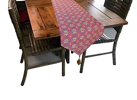 Pink parrot Jacquard Silk with Gold jari Table Runner Size 12x88 inch 1 pc -Multicolour-thumb1