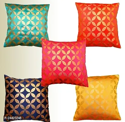 Vireo 12x12 inch art silk cushion cover set of 5 pcs-thumb0