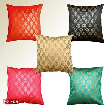 Vireo 16x16 inch art silk cushion cover set of 5 pcs-thumb0