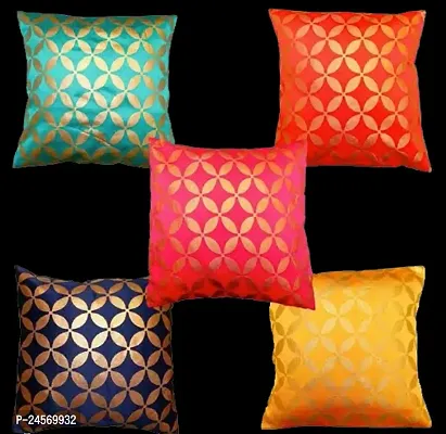 Vireo 16x16 inch art silk cushion cover set of 5 pcs-thumb0