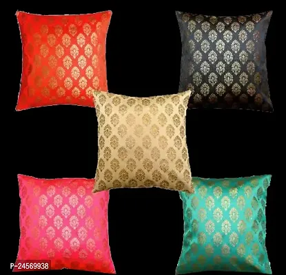 Vireo 16x16 inch art silk cushion cover set of 5 pcs-thumb0