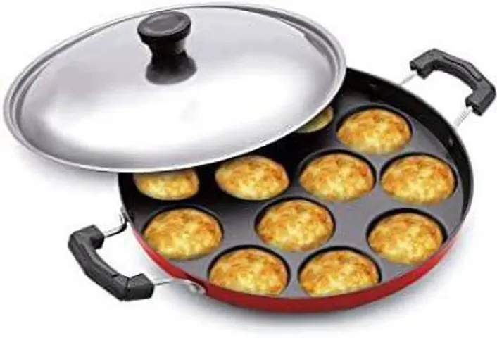 zodex 12 Cavities Non Stick Appam Patra with Lid and Side Handle/ kulipaniyaram pan nonstick/ appe/ aapee ka sacha/ panniyaram kadai/ Paniyarrakal/Paniyaram/Appam Pan/Appam Maker/Pan Cake with lid