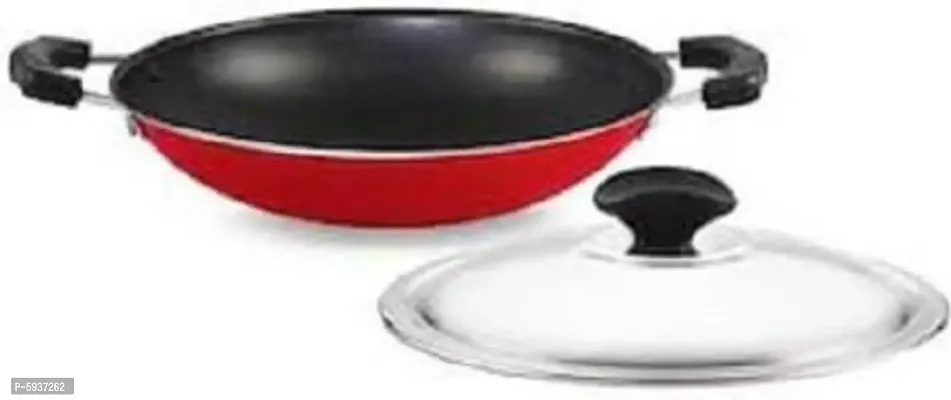 Non-Stick Aluminium Appachatti Appachetty with Stainless Steel lid, 2.6mm, Red/Black With Mobile Stand Appachatty with Lid 1.5 L capacity 23 cm diameter  (Aluminium, Non-stick)
