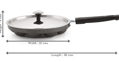 FASTAGEnbsp;Hametone 12 Cavities Non Stick Appam Patra with Lid and Singa Handle/Paniyarrakal/Paniyaram/Appam Pan/Appam Maker/Pan Cake/appam kadai/Ponganal Maker/idali Maker/idali Pan kadai 23 cm diameter-thumb1