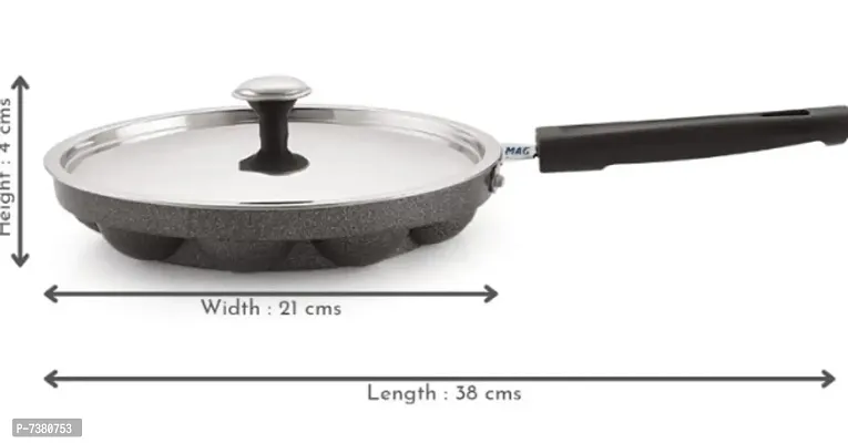 FASTAGEnbsp;Hametone 12 Cavities Non Stick Appam Patra with Lid and Singa Handle/Paniyarrakal/Paniyaram/Appam Pan/Appam Maker/Pan Cake/appam kadai/Ponganal Maker/idali Maker/idali Pan kadai 23 cm diameter-thumb2