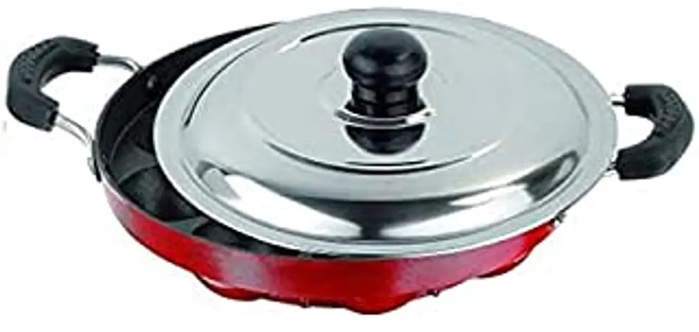 fastage 12Cavities Non Stick Appam Patra with Lid and Side Handle/ kulipaniyaram pan/appe/panniyaram