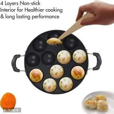 Fastage 12Cavities Non Stick Appam Patra with Lid and Side Handle/ kulipaniyaram pan/appe/panniyaramkadai/Paniyarrakal/Paniyaram/AppamPan/AppamMaker/PanCake/appam kadai/PonganalMaker/idli Maker-thumb5