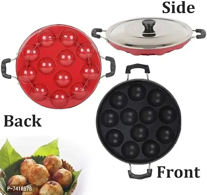 Fastage 12Cavities Non Stick Appam Patra with Lid and Side Handle/ kulipaniyaram pan/appe/panniyaramkadai/Paniyarrakal/Paniyaram/AppamPan/AppamMaker/PanCake/appam kadai/PonganalMaker/idli Maker-thumb2