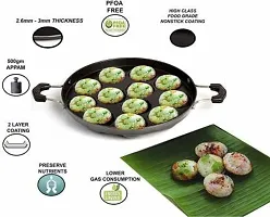 12Cavities Non Stick Appam Patra with Lid and Side Handle/AppamPan/AppamMaker/PanCake/idali Maker/idliPankadai/litti maker/Pancake/Paniarakkal 1L capacity 21cm diameter(Aluminium, Non-stick)-thumb3