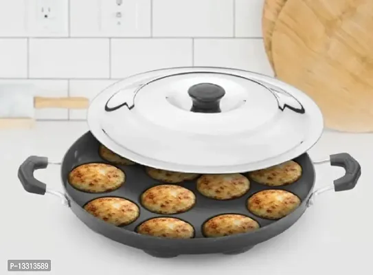 FASTAGE  12Cavities Non Stick Appam Patra with Lid-thumb0