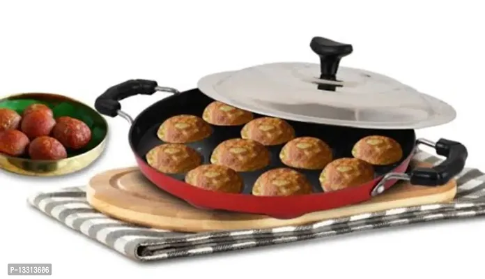 FASTAGE  12Cavities Non Stick Appam Patra with Lid