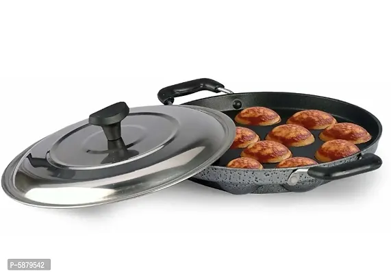 BIGWIN SUPER DELUX Non Stick Appachatty With Stainless Steel Lid Appachatty with Lid  (Stainless Steel, Aluminium, Non-stick)