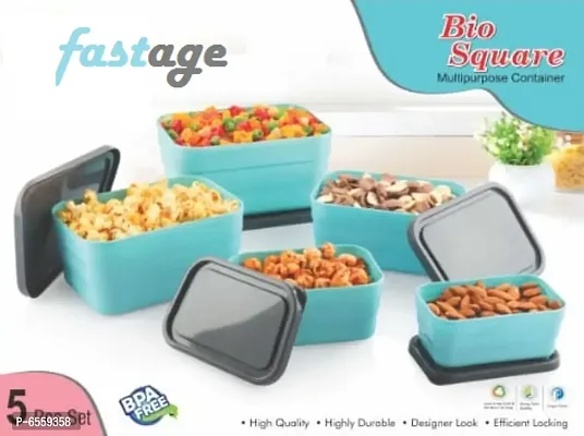 Fastage Airtight Container Set, Kitchen Container Set, Food Storage Container, Plastic Container, Storage Box, Dibba Set of 5 - 300 ml, 500 ml, 800 ml,1200 ml,1500 ml Plastic Grocery Container