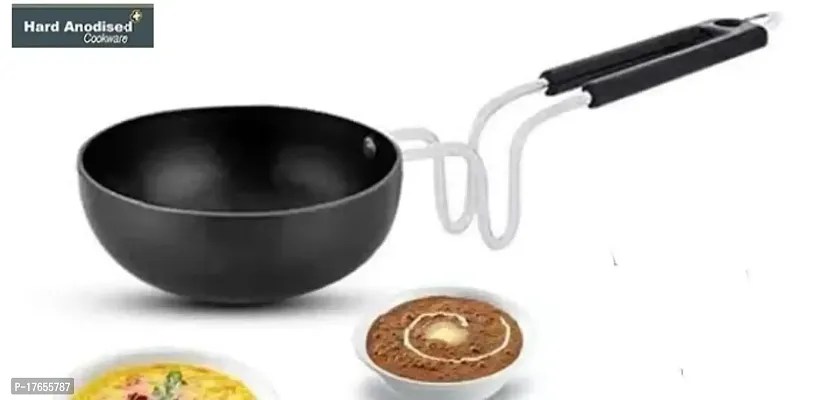 FASTAGE Hard Anodized Tadka Pan 10 cm diameter 1 L capacity (Hard Anodised, Non-stick) Handi 1 L