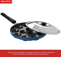 12 Cavities Non Stick Appam Patra With Lid And Side Handle Kulipaniyaram Pan Nonstick Appe Aapee Ka Sacha Panniyaram Kadai Paniyarrakal Paniyaram Appam Pan Appam Maker Pan Cake Guntapongada-thumb1