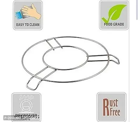 ZODEX  Stainless Steel Dinning Table Steel Stand/Wire Ring Stand/Trivet Round Ring/Hot Pot Ring Trivet/Hot Pot Stand/Cookware Tool Thick Trivet/Table Ring/MIRROR FINISH Trivet (2 pc set)-thumb3