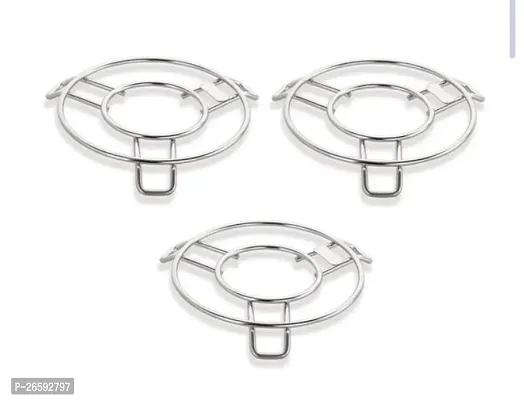 zodex Stainless Steel Dinning Table Steel Stand/Wire Ring Stand/Trivet Round Ring/Hot Pot Ring Trivet/Hot Pot Stand/Cookware Tool Thick Trivet/Table Ring/MIRROR FINISH Trivet (3pc set)-thumb0