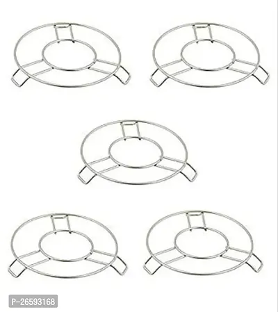 Zodex  Stainless Steel Dinning Table Steel Stand/Wire Ring Stand/Trivet Round Ring/Hot Pot Ring Trivet/Hot Pot Stand/Cookware Tool Thick Trivet/Table Ring/MIRROR FINISH Trivet ( set of 5 pc )-thumb0