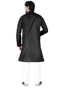 Aristada Men's Cotton Blend Full Sleeve Henley Neck Knee Length Solid Kurta with Pajama Set-Comfortable and Versatile (Kurta Set)-thumb3