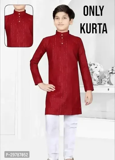 Classic Cotton Blend Solid Kurta For Boys-thumb0