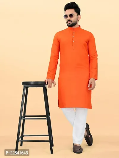 Reliable Cotton Solid Kurta and Pyjama Set For Men-thumb0