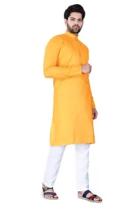 Aristada Men's Cotton Blend Full Sleeve Henley Neck Knee Length Solid Kurta-Comfortable and Versatile (Only Kurta)-thumb1