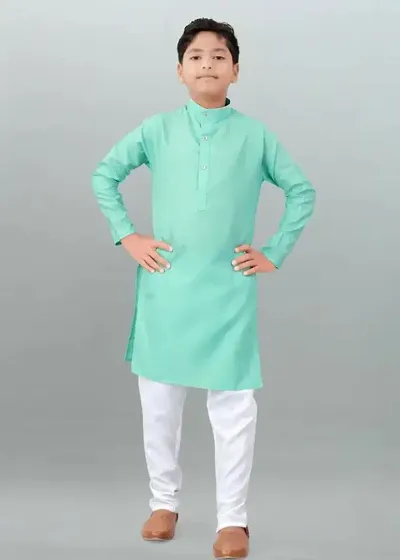 Stylish Solid Kurta With Pyjama Set For Boys