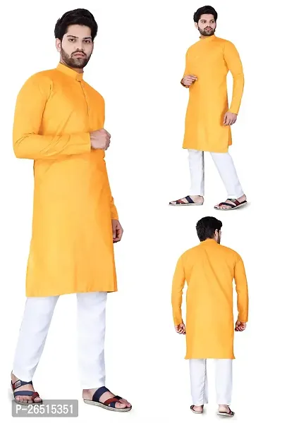 Aristada Men's Cotton Blend Full Sleeve Henley Neck Knee Length Solid Kurta-Comfortable and Versatile (Only Kurta)-thumb3