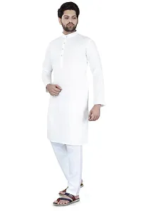 Aristada Men's Cotton Blend Full Sleeve Henley Neck Knee Length Solid Kurta with Pajama Set-Comfortable and Versatile (Kurta Set)-thumb4