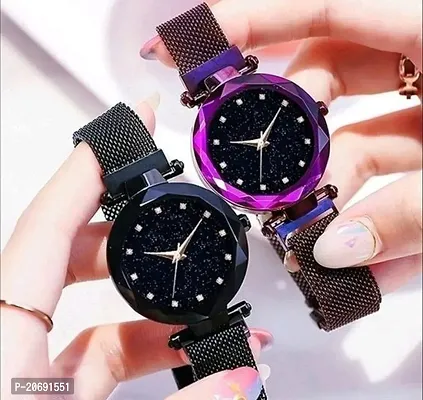 Stylish Black Metal Analog Watches For Women Combo-thumb0