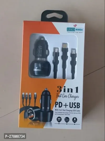 Uno Minda 3 in 1 USB Car Charger