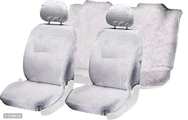 Sweat Control Towel Front and Rear Car Seat Covers Complete Set White-thumb0