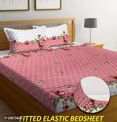 Comfortable Microfiber Printed Double Bedsheet with Pillow Covers-thumb0