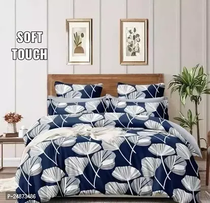 Comfortable Glace Cotton Printed King Bedsheet with Pillow Covers