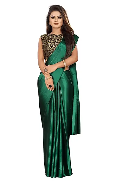 Classic Satin Solid Saree with Blouse piece