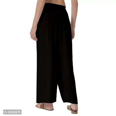 KE Rayon Palazzo for Women's/Regular Fit Flared Wide Leg Plain Plazzo Pants. Free Size (Black)-thumb4