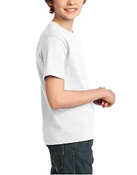 Round Neck Half Sleeve Regular Fit T-Shirt for Kids (13-14 Years) White-thumb2