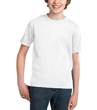 Round Neck Half Sleeve Regular Fit T-Shirt For Kids White