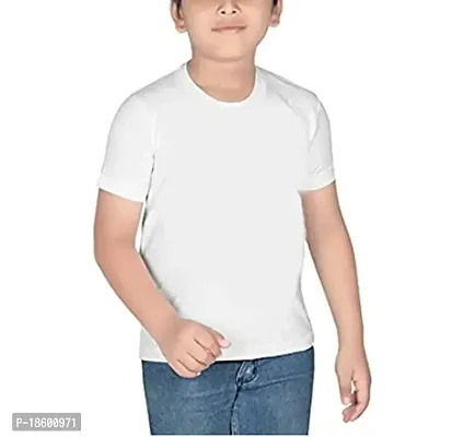 Round Neck Half Sleeve Regular Fit T-Shirt for Kids (11-12 Years) White