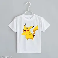 Round Neck Half Sleeve Cartoon Pikachu Printed Tshirt for Boys (14-15 Years)-thumb3