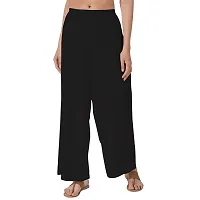 Rayon Palazzo for Women's/Regular Fit Flared Wide Leg Plain Palazzo Pants. Free Size (Size- 28-34) (Black)-thumb3