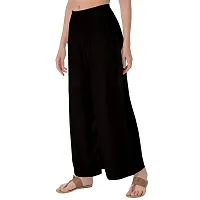 Rayon Palazzo for Women's/Regular Fit Flared Wide Leg Plain Palazzo Pants. Free Size (Size- 28-34) (Black)-thumb2