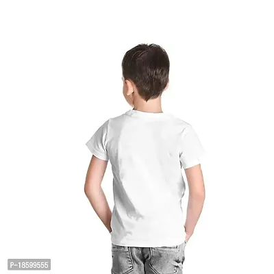 Round Neck Half Sleeve Regular Fit T-Shirt for Kids (13-14 Years) White-thumb2