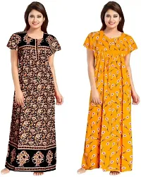 Elegant Multicoloured Cotton Printed Nighty For Women Pack Of 2-thumb1